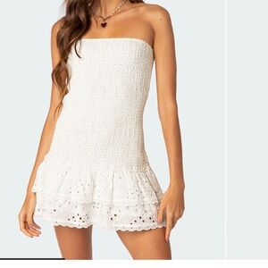 Edikted White Textured Mini Dress